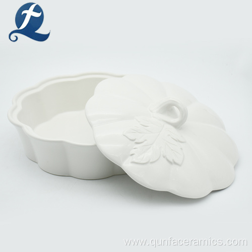 High Quality Printed Pumpkin Shaped Ceramic Cook Pot